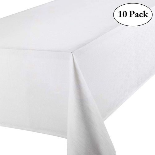 Time to Sparkle 10 Pack Rectangle Polyester Tablecloth, Tablecloth Table Cover Seamless linen Decoration Wedding (White,52"X70"inch)