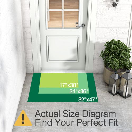 LUMI Outside Welcome Door Mat 17x30, Non Slip Durable Rubber Entrance Doormat, Low Profile Easy Clean Mats for Front Back Door Entryway Porch Garage, Bee Happy