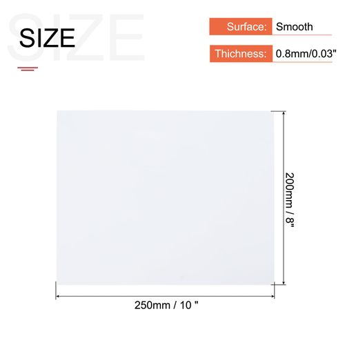 MECCANIXITY White ABS Plastic Sheet 10 x 8 x 0.03 Inch for Building Model, DIY Crafts, Panel, Pack of 2 Pcs