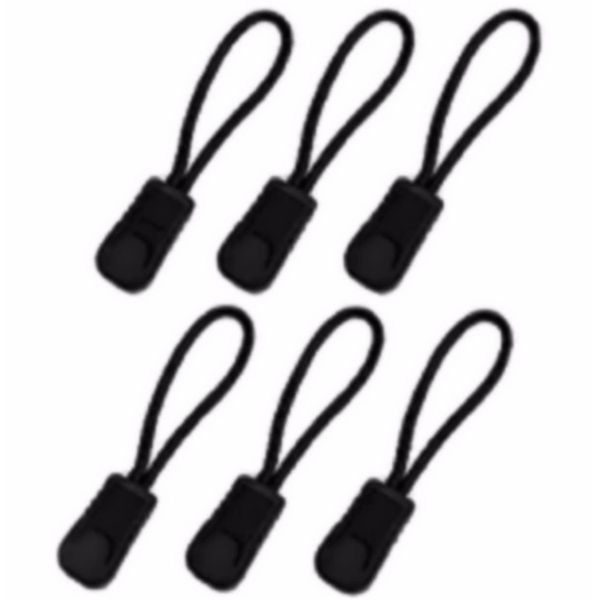 LONG-MOUNTAINS Zipper Tabs Easy Open and Close Universal Zipper Pulls, Set of 6, Black