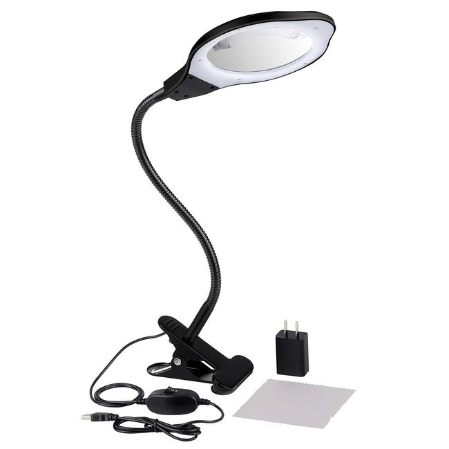 Magnifying Glass lamp, Dylviw 2X Magnifier Light with Metal clamp