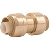 SharkBite 1/2 Inch Coupling, Pack of 4, Push to Connect Brass Plumbing Fitting,