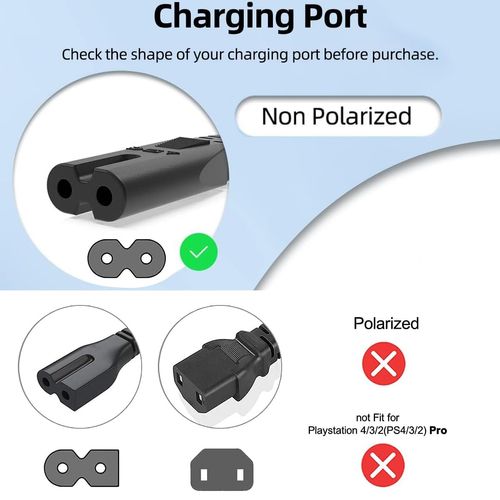Replacement TCL TV Power Cord for TCL 28" 32" 40" 43" 48" 49" 50" 55" 60" 65" 75" 80" 85" Inch LCD HD Smart 4K Curved TV 32S3800 40FS3750 43UP130 48FS3750 55FS3750 2 Prong AC Wall Plug Cable 6ft