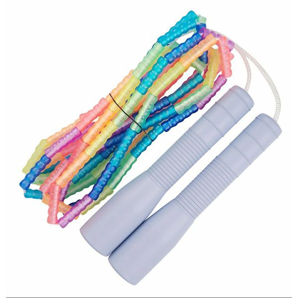 J.F. Children's Premium Soft Rainbow Bead Jump Rope ver2, Baby Pink