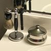 Deluxe Stainless Steel Shaving Brush Stand Holder for Razor & Brush Weighted Base Black Handle