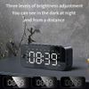 Wireless Bluetooth Digital Mirror LED Alarm Clock with Speaker MP3 Player Black