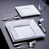 10.75" Disposable Fancy Square White Plastic Dinner Plates Splendid 40pcs