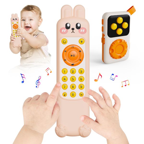 Jovow Baby TV Remote Toy Set,Realistic Play TV Remote Control with Adjustable Music Sound,Infant Early Learning Baby Toys,Toddlers Musical Toy Remote for 18+ Months Boys Girls Gifts.