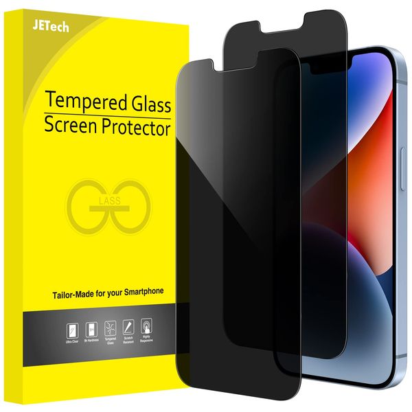 JETech Privacy Screen Protector for iPhone 14 6.1-Inch, Anti Spy Tempered Glass Film, 2-Pack