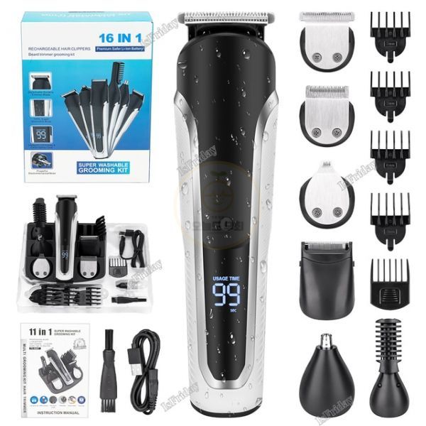 Nose Hair Shaver Men's Hair Cutting Machine Beard Trimmer Hair Clipper Face Body Rechargeable Electric Kit 16 in 1