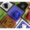 16 Pcs Square Beaded Stoneware Dinnerware set - Black, 16 Piece, Square Beaded