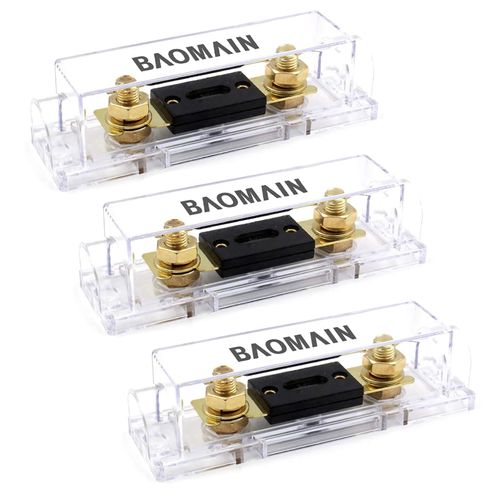 Baomain 3-Pack ANL Fuse Holder Kit with Fuse – for Car Audio & 12V/24V Systems (400 Amp.)