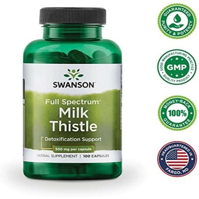 Milk Thistle - Silymarin 500mg 100 Caps, Liver Kidney Health Natural Formula NEW