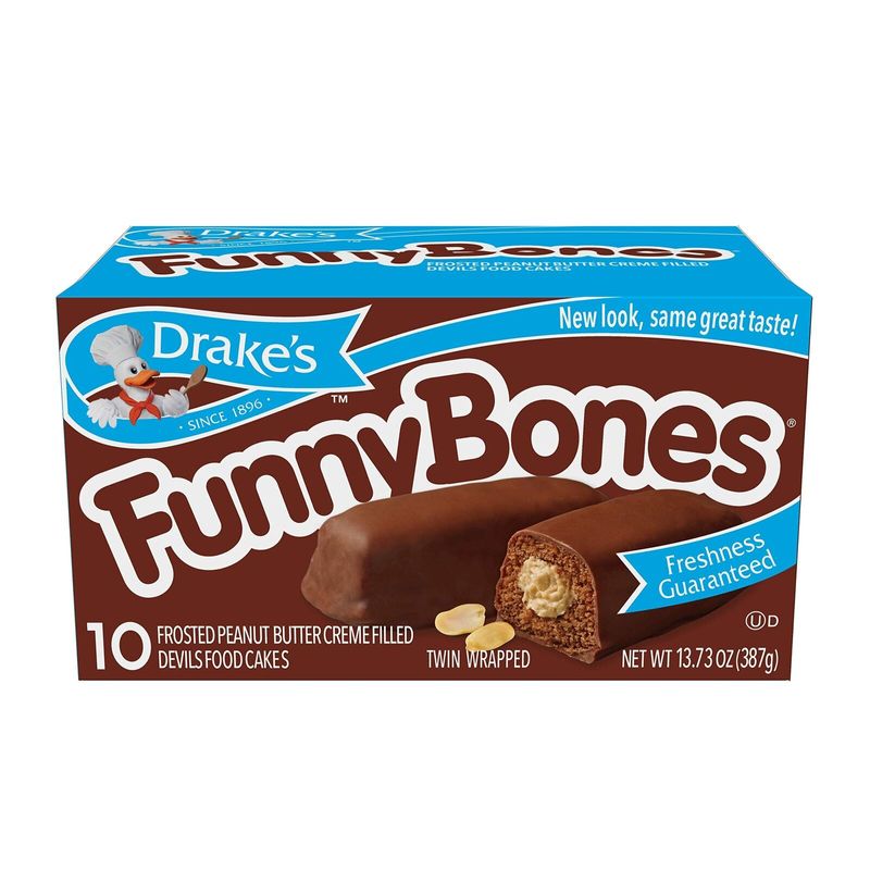 Drake's Funny Bones, 10 Twin-Wrapped Devils Food Cakes, 13.73 OZ Box ...