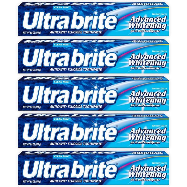 Ultra brite Advanced Whitening Toothpaste Clean Mint 6 oz (Pack of 5)