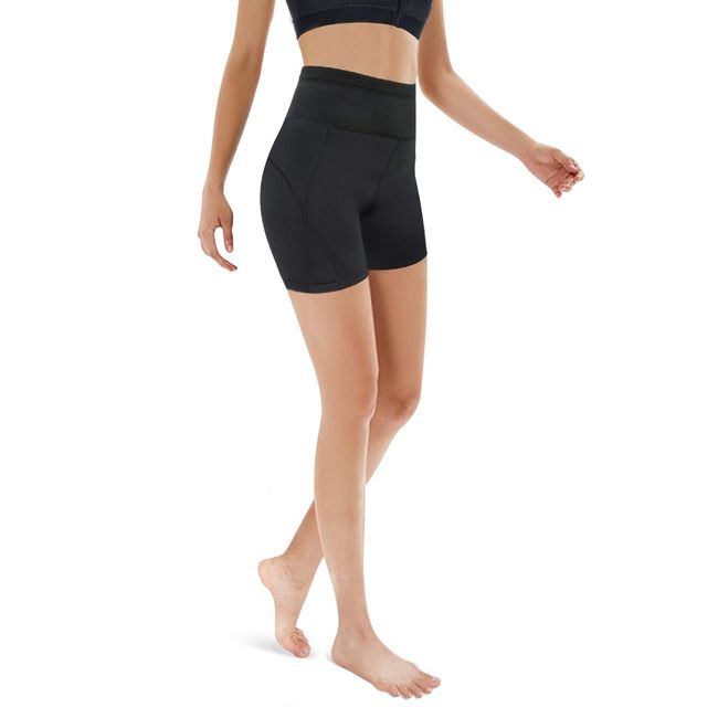 CtriLady Women Wetsuit Shorts Surfing Kayaking Snorkeling Swimming Pants Swimsuit Bottom Water Sports Swimwear Capris with Back-Zipper-Pocket(Black, Medium)