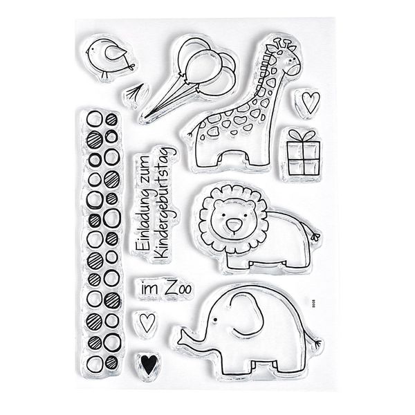 Clear Stempel-Set "Zoo", ca. 7,4x10,5cm