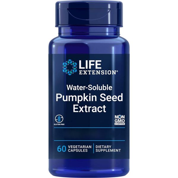 Life Extension, Water-Soluble Pumpkin Seed Extract, 60 vegan Capsules, Lab-Tested, Gluten-free, Vegetarian, Soy-free, GMO-free