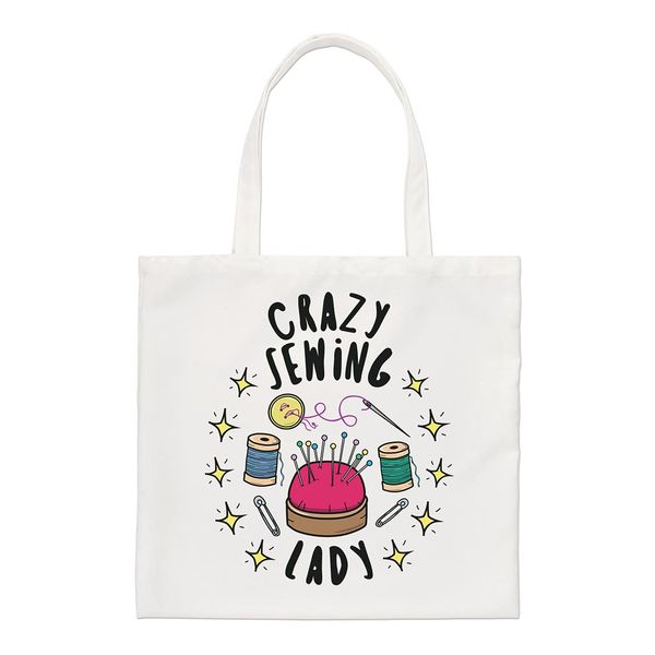 Gift Base Crazy Sewing Lady Stars Regular Tote Bag