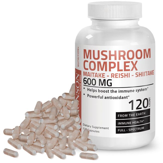 Bronson Mushroom Complex, Maitake-Reishi-Shiitake 600mg, 120 Capsules