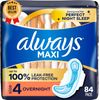 Maxi Overnight Pads Size 4 with Wings Unscented 28 Count X 3 (84 Total)