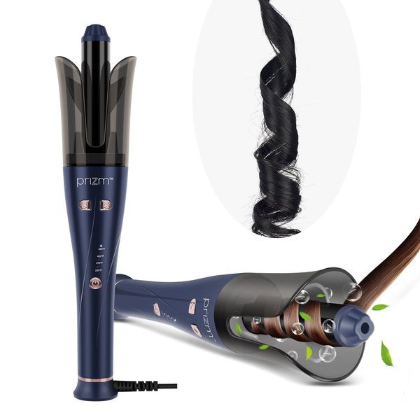 Auto Hair Curler, Prizm Professional Automatic Curling Iron, 1 Inch Rotating Curling Iron with 4 Adjustable Temperatures & 7S Timing Curling Reminder, Dual Voltage, Blue