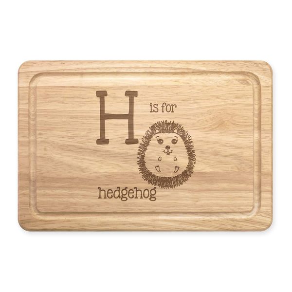 Letter H is for Hedgehog Rectangular Wooden Chopping Board
