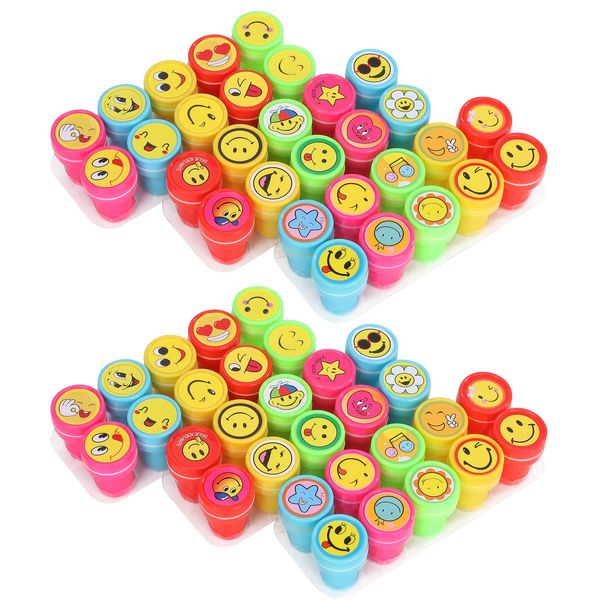 YUSHANBOAI Assorted Stamps for Kids, Self Inking Stamps with Designs, Toddler Stamps for Education, Kids Stamps for Holiday, Birthday Gift, Party Favor, Carnival Prizes (60 Smiley Face)