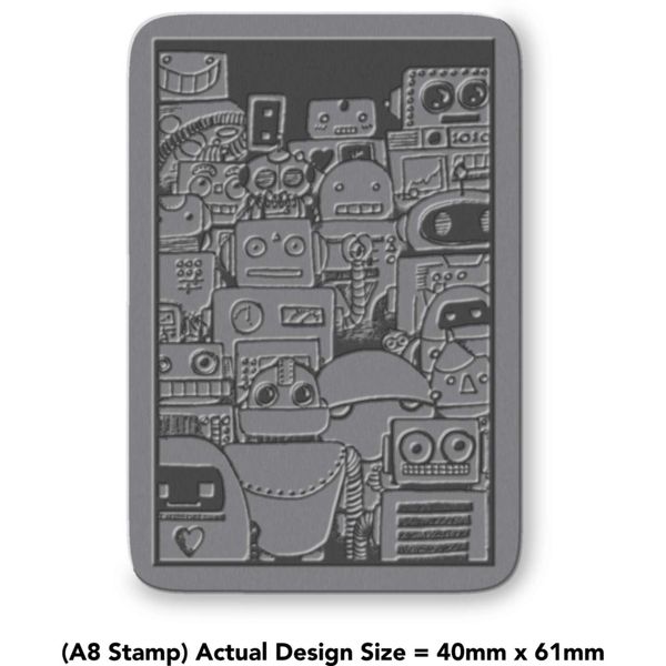 'Robots' Rubber Stamp - Unmounted Design for Crafting & Scrapbooking, A8 (RS00032253)