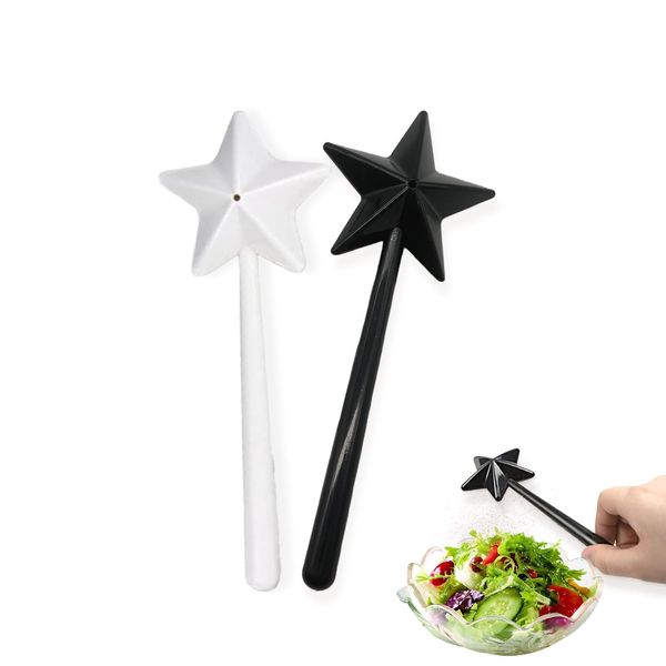 Wondsea Salt and Pepper Shakers,Magic Wands Salt and Pepper Shakers,Novelty Star Stick Seasoning Dispenser,Star Wand Shaped Kitchen Supplies for Restaurant Decor Party(Black+White)