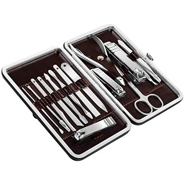 Utopia Care 15 Pieces Manicure Set - Stainless Steel Manicure Nail Clippers  Pedicure Kit - Professional Grooming Kits, Nail Care Tools with Luxurious