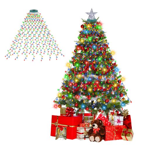 Dalugo Christmas Illumination, LED String Lights, Christmas Tree Ornament, Lights, Outdoor, IP65 Waterproof, 6.6 ft (2 m), 16 Pieces, 400 Lights, Christmas Tree, Decoration, LED Illumination, Drape