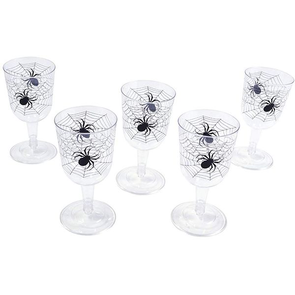 Bristol Novelty HI283 Spider Web Goblet, Clear/Black, One Size