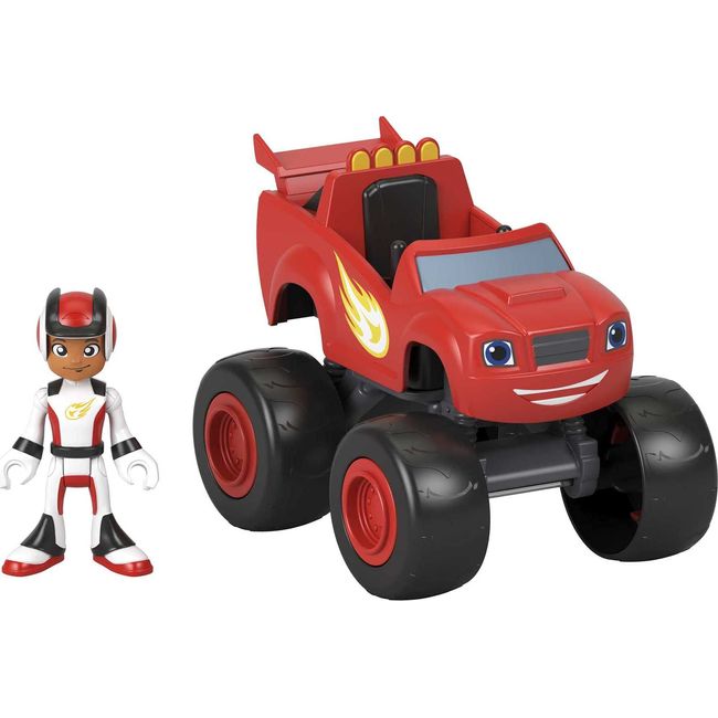 Fisher-Price Blaze & the Monster Machines, Blaze & AJ, large push-along monster truck with poseable figure for preschool kids ages 3 and up