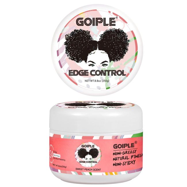 Goiple 8.25oz Edge Control Wax for Women Strong Hold Non-greasy Edge Control Smoother Edge Wax Styling Fixer Edge Control for Black Hair No Flaking, White Residue, Shine and Smooth (Sweet Peach)