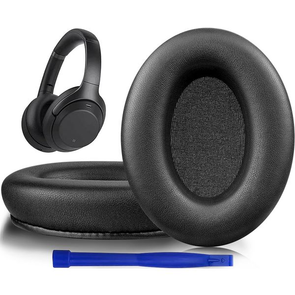 SOULWIT Lambskin Professional Earpads Cushions Replacement for Sony WH-1000XM3 (WH1000XM3) Over-Ear Headphones, Ear Pads with High-Density Noise Isolation Foam, Added Thickness - Brilliant Black