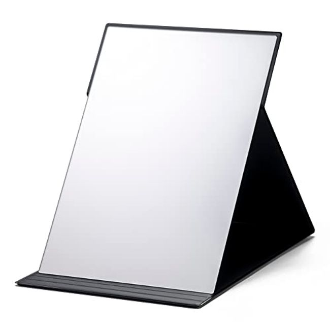 HORIUCHI MIRROR [Makeup Professionals' Favorite Mirror and Easy to Use] Folding Mirror, Makeup Mirror, Tabletop Stand, Freely Adjustable Angle, Compact, Portable, Travel, Storage, Convenient, Wide, Clear, Beautiful, LL Size, Black, Made in Japan