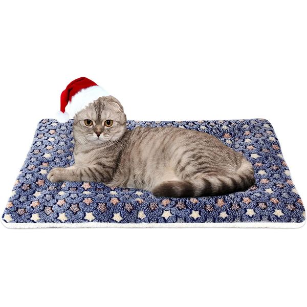 Mora Pets Reversible Fleece Cat Bed Dog Pad 14x17.5 inch Dark Blue