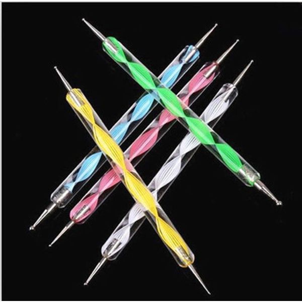 5pcs 1 Set 2-Way Dotting Pen Marbleizing Tool Nail Art Design Dot Paint Tools US