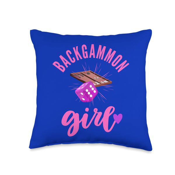 Backgammon Girl Dice Classic Board Game Tournament Throw Pillow