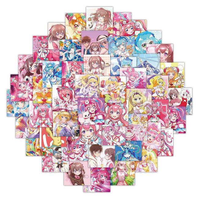 For Pretty Cure Stickers, Set of 63, Cute Anime for Pretty Cure, Stickers, Suitcase Stickers, Stationery Stickers, Waterproof Decals, Cute, Stylish, Manga, DIY Stickers, Popular, Anime, Anime, Moe Goods, White