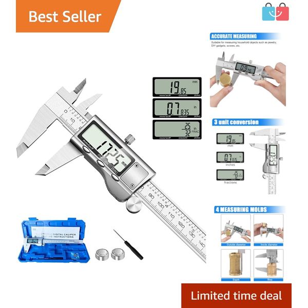 Digital Caliper Measuring Tool, Stainless Steel Vernier Caliper Digital Micro...