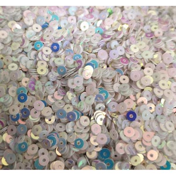 2mm Round AB Translucent Metallic Opaque Craft Sequins Assorted Colours (White AB)
