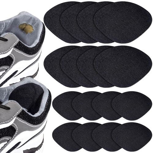Pack of 16 Shoe Patches for Holes, Self-Adhesive Shoe Heel Repair, Shoe Hole Repair for Trainers, Leather Shoes, High Heels, Shoe Patch (Black)