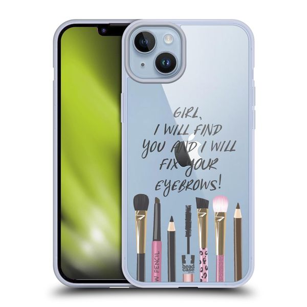 Head Case Designs Eyebrow Quote Makeup Obsession Soft Gel Case Compatible With Apple iPhone 14 Plus