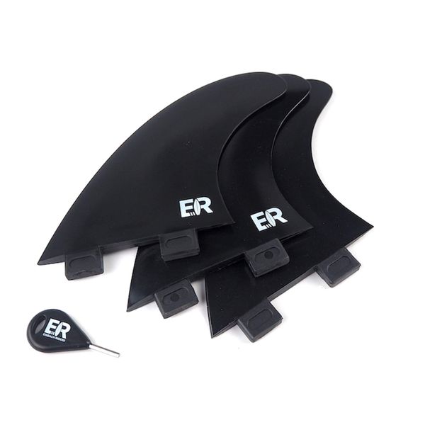 Eisbach Riders Surfboard Fin Set FCS Thruster with Fin Key - Size G5 Medium - Black