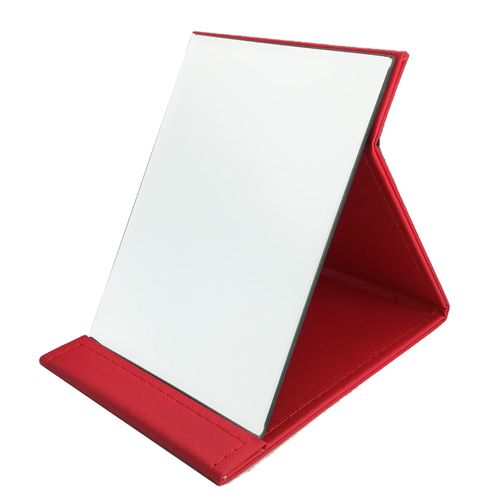 Fuji Sky Tabletop Hand Mirror, Foldable, Cover Material, L Size, 10.0 x 7.1 inches (25.7 x 18.0 cm), Red