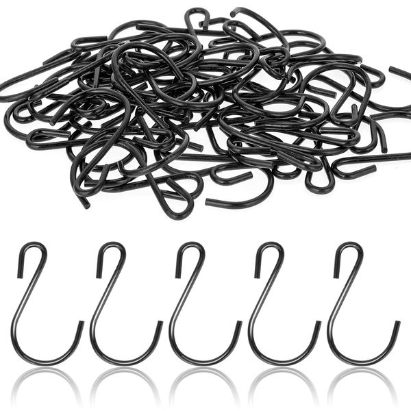 50 PCS 1.26 Inch Mini S Hooks for Hanging, Stainless Steel S Shaped Hanging Hooks Utility Black Ornament Hooks ,Metal Jewelry Hooks, For Crafts Jewelry Hanging Pot Plants