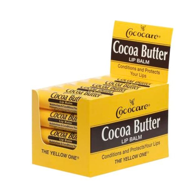 Cococare Cocoa Butter Lip Balm - The Little Yellow Stick - Conditions & Protects Lips with Hydrating Formula - Light Scent of Cocoa Butter - 0.15oz (10 Sticks)