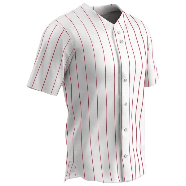 Champro Standard Ace Button Front Baseball Jersey, White, Scarlet PIN, Adult 3X-Large